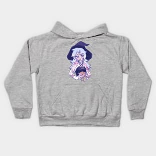 Anime, Witch, eating a frog, Tattoo, Digital Painting Kids Hoodie